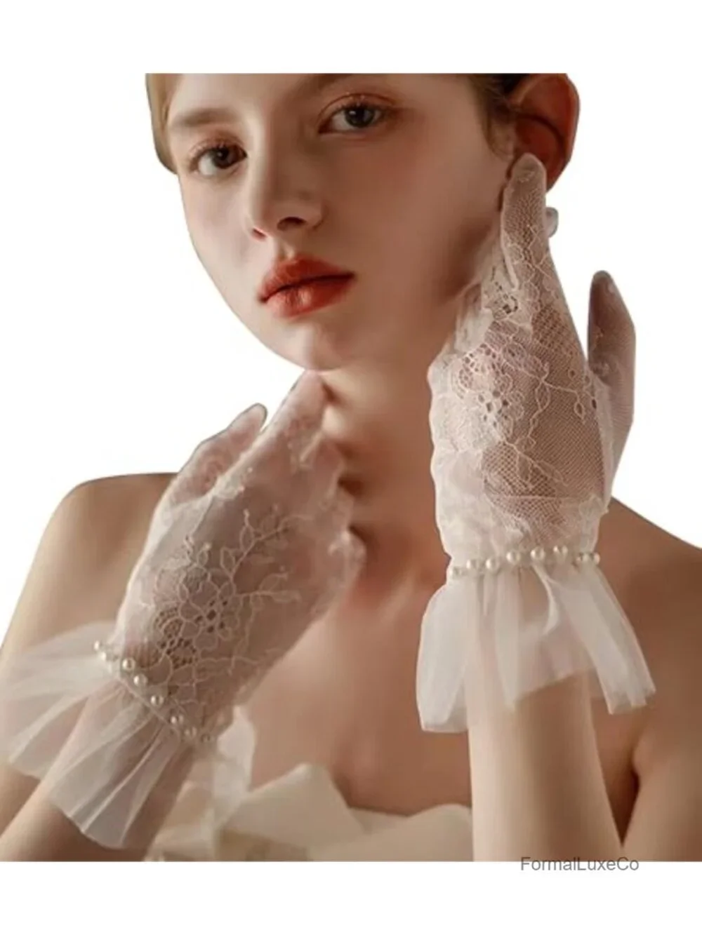 Lace Tulle Sheer Gloves for Wedding Tea Party Opera Costume